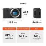 CÁMARA DIGITAL SONY ZVE10K PARA VLOGS + LENTE E PZ 16-50MM F3.5-5.6 OSS II ZVE10KBQE38